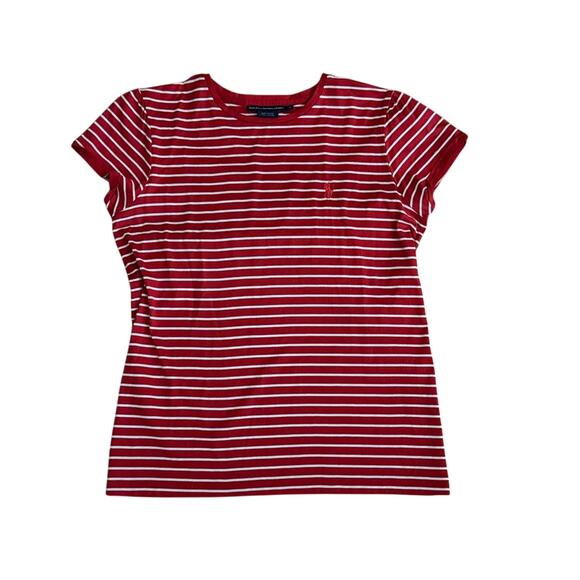 Ralph Lauren Women’s Cotton Striped Red White Top Size L - Picture 5 of 5